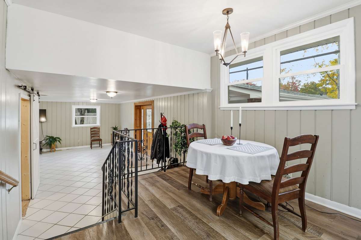 Eat in kitchen overlooking large den.
