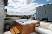 Virtually staged with a hot tub- hot tub connections are there. Hot tub can be added to the purchase.