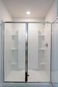 Large walk-in shower.