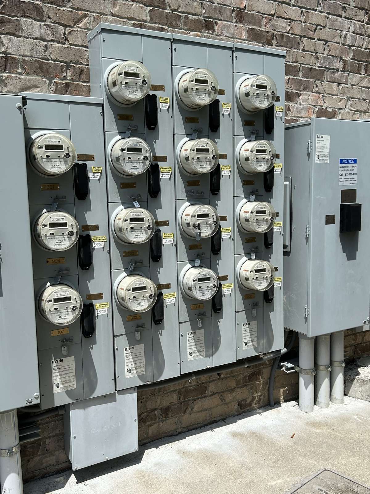 Utility meters in the back.