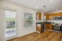 More LED can lights have just been installed in the Kitchen, but the windows allow a lot of natural light in as well.