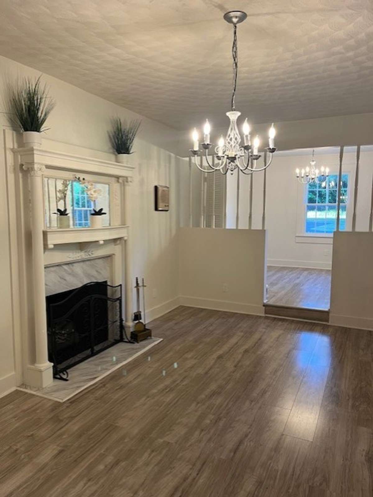 Living room with Antique Elegant Mantle