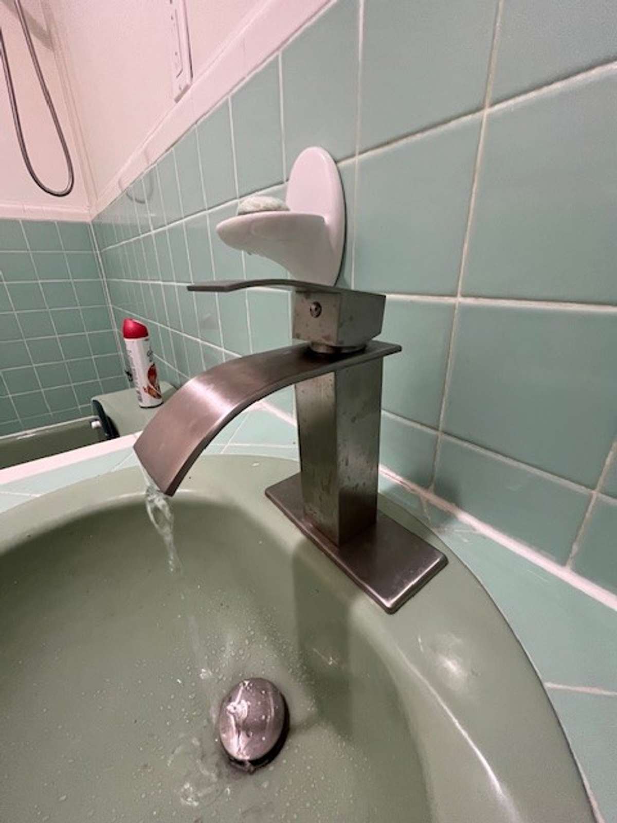 New fountain faucet while keeping as much of the farmhouse tile.