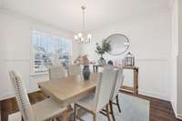 Virtually staged dining room.