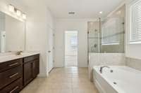 Same bathroom, walking back out of the closet toward the bedroom.