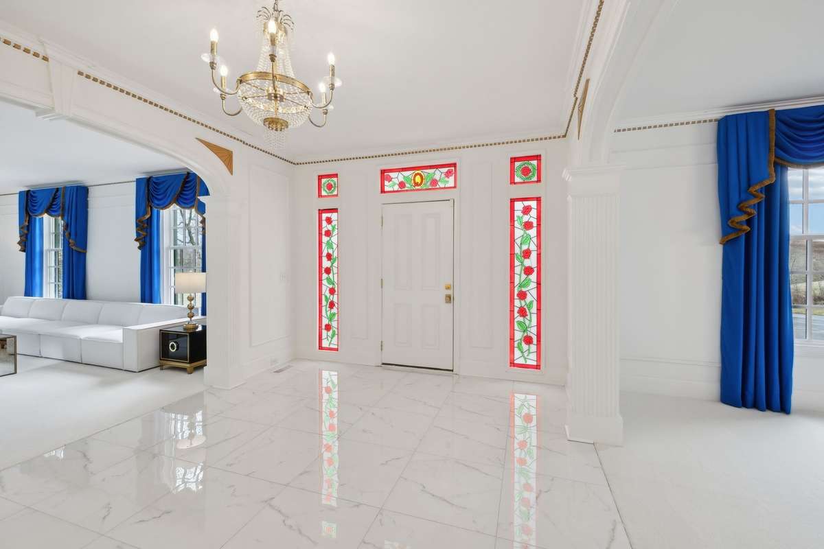 custom stained glass transom around front door