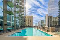 The pool is pefect with city views in all directions. The building on the left is the gorgeous Bridgestone building with glass walls that reflect the surrounding landmarks. This really adds the to the allure of the Encore.