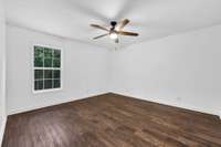 The primary bedroom is located on the main level.