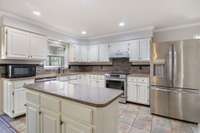 New stainless steel refrigerator can remain as well as rolling island