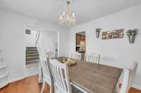 Dining room with view of stairs
