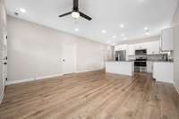 Living room into kitchen