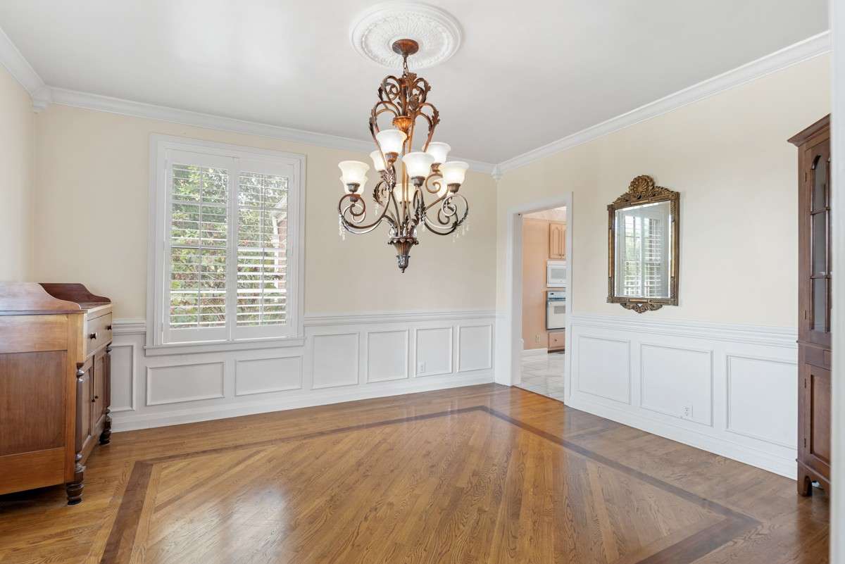 Handsome Formal Dining with Genuine Hardwoods and Inlay