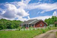 Pulling up to the front of the house.