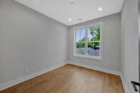 The plank flooring runs through the entire home, including all of the bedrooms.