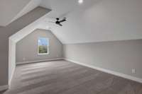 Example of the second of the  bonus living spaces on the second floor,  from the same floorplan under construction down the street. See the color pallets on coming photos for the colors chosen for this home.