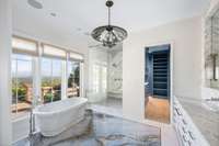 The Primary bathroom is a completely unique sanctuary.