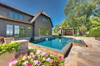 Inspired by Villa San Michele in Florence, Italy, the pool and spa were masterfully created by Jeff Theissen.