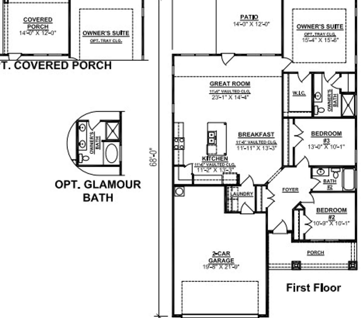 The foyer, Great rm., Kitchen, Dining Rm., will have laminate flooring. The wet areas will have the new LVT that is waterproof. FP on back covered porch is wood burning. Garage will be a side entry.