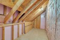 Unfinished storage room located off the laundry room. . . definitely not lacking for storage space in this home