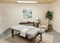 Basement Office can also be used as a Spa & Sauna Room or Safe Area during inclement weather. Virtually Staged Photo for Inspiration Only and to Showcase How Space Can Be Used and Furnished.