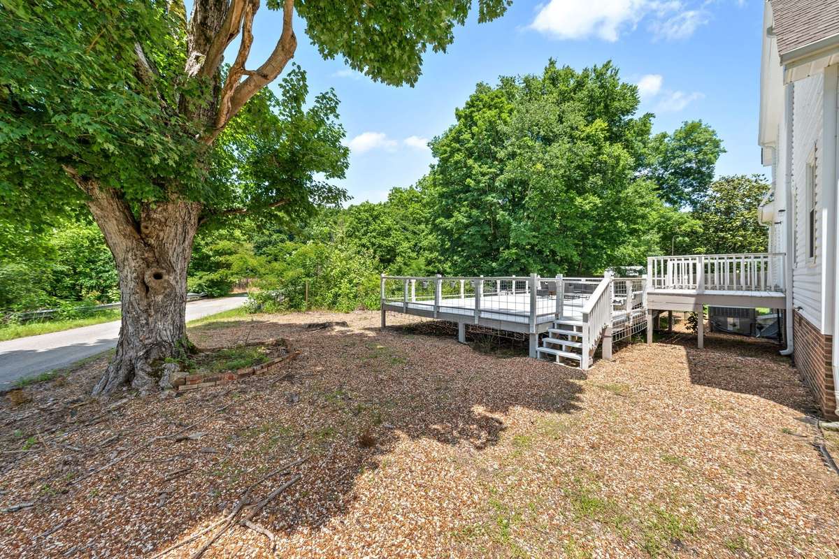 Side yard with mature trees