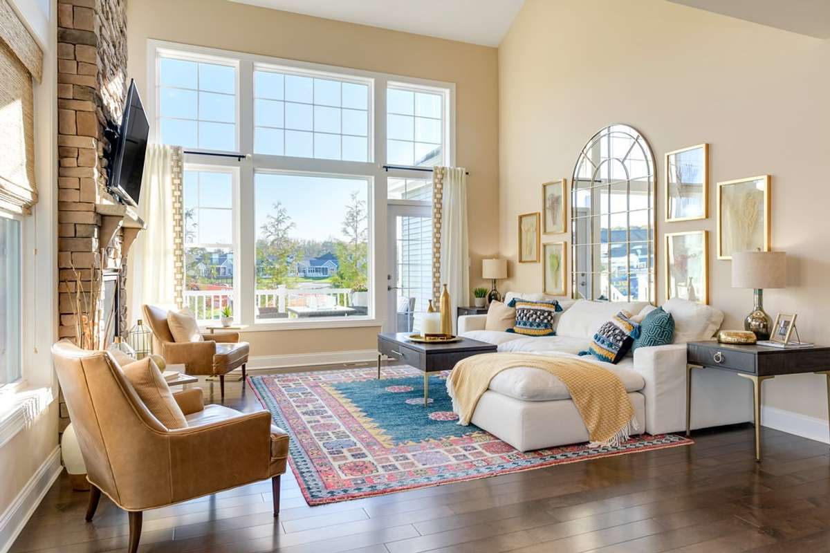 Great Room: Images highlight the potential of this floorplan, shown here from a completed model home. Final design and finishes of your to-be-built home will be determined by your personal selections