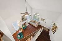 View from the 2nd floor landing into family room.