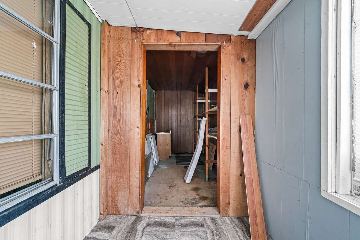 Front porch covered storage room