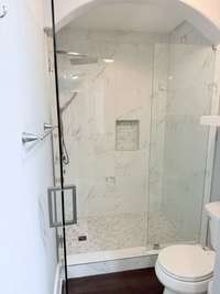 Look at this custom shower with body spray features!