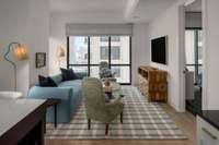 Each residence has been thoughtfully designed for turn-key convenience, with all appliances including washer and dryer, gas cooking with select induction options, built-in shades, custom closet systems, and back-lit bathroom mirrors.