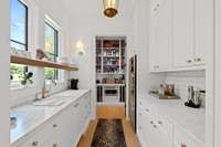 Butler's Pantry w/ bar sink and wine column plus microwave and more storage