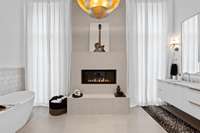 Primary Bath w/ a gas fireplace--exquisite!