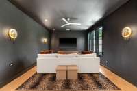 Opulent Theater Room with black-out shades
