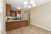 The kitchen counter accessible from the dining area.