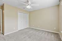 This bedroom has a large closet