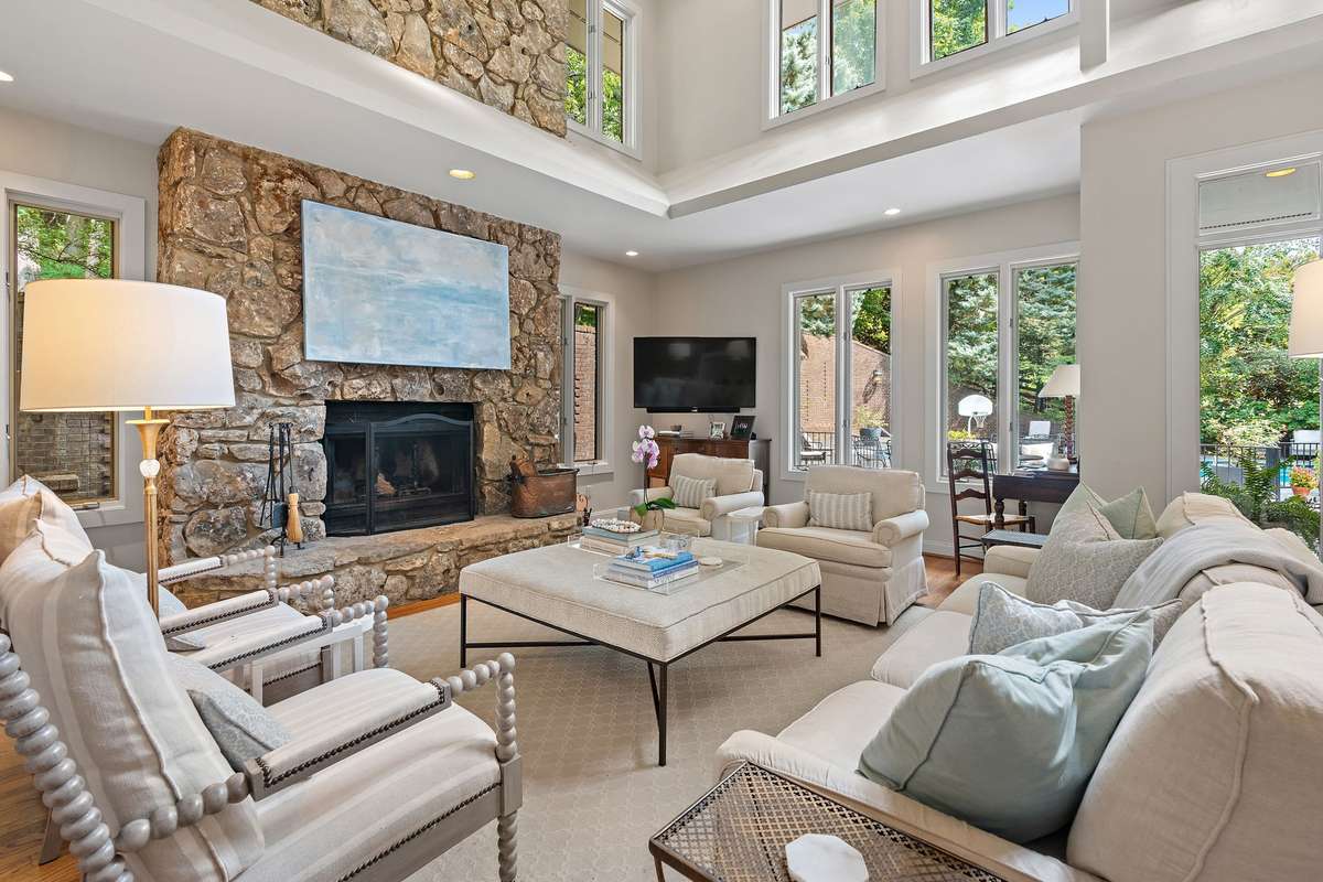 wonderful living space with 20+ ft ceilings and ample natural light