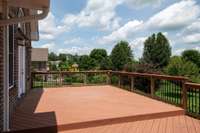 Beautiful metal/wood railings surround the decks.