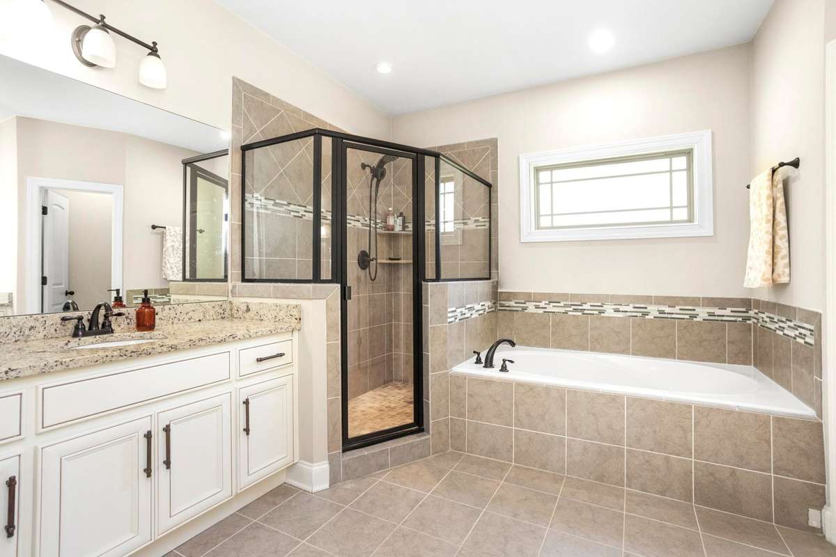 Google Home speakers in the primary bathroom allow you to listen to your favorites tunes or podcast while preparing for your day!