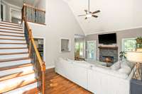 Cozy up by the fireplace and enjoy the living TV mount. Just in time for the holidays!