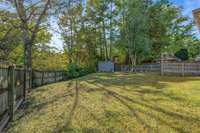 View of Backyard Area looking towards the Shed and firepit area
