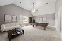 Virtually staged rec room