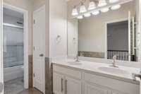 Bathroom 4 has double vanities and Shower/Tub Combo as well as Linen closet