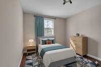 The third bedroom could alternatively serve as office space if desired.  This is the way the room looks virtually staged.