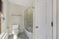 Upstairs bath with linen closet