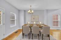 Plenty of room for a circular or rectangular table.