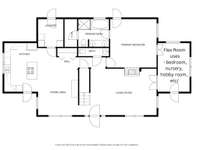 Floor Layout First Floor - Note the right side room is labeled a bedroom. It is versatile and can be a bedroom, nursery or hobby room. One should think of it as a Flex room.