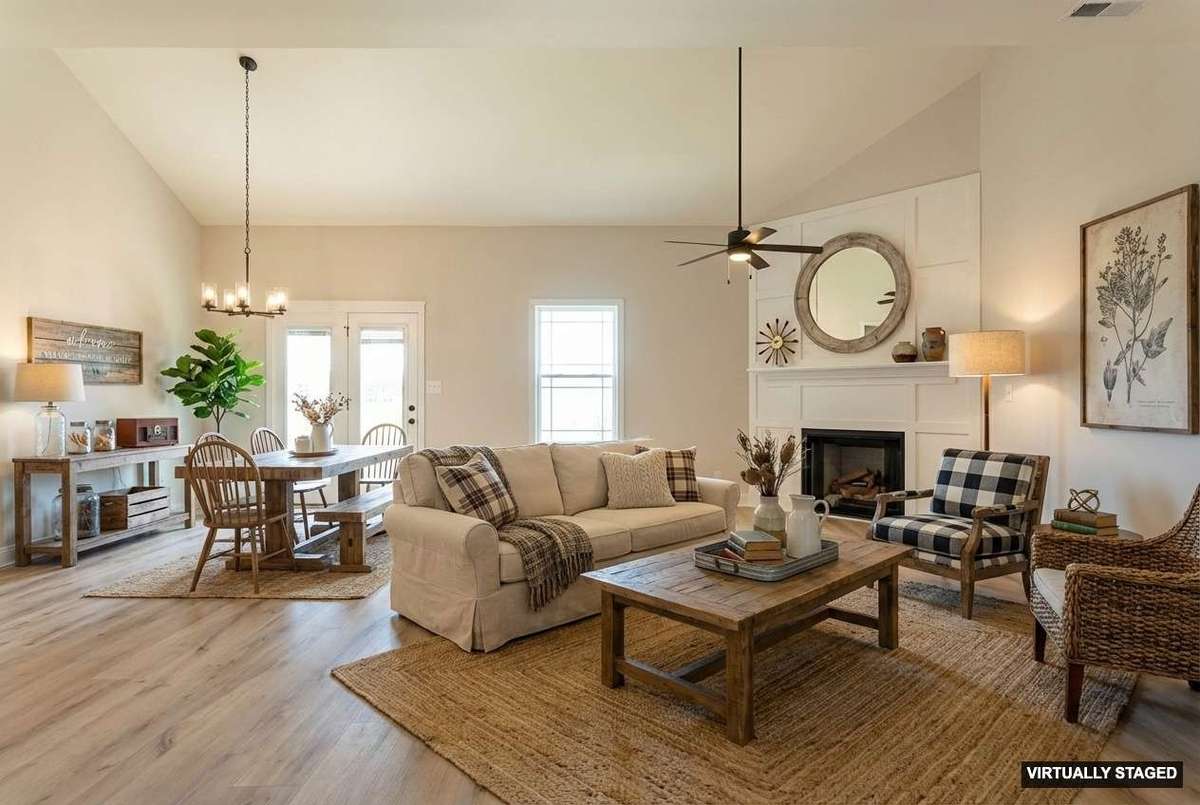 Virtually staged. There are many options to arrange your furniture.