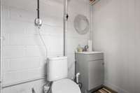 A half bath resides on the basement level