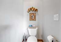 The water closet adds privacy from the rest of the bathroom