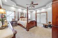 The master bedroom has a trey ceiling